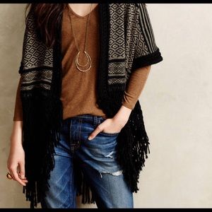 Anthropologie Angel of the North Knit Fringe Vest
